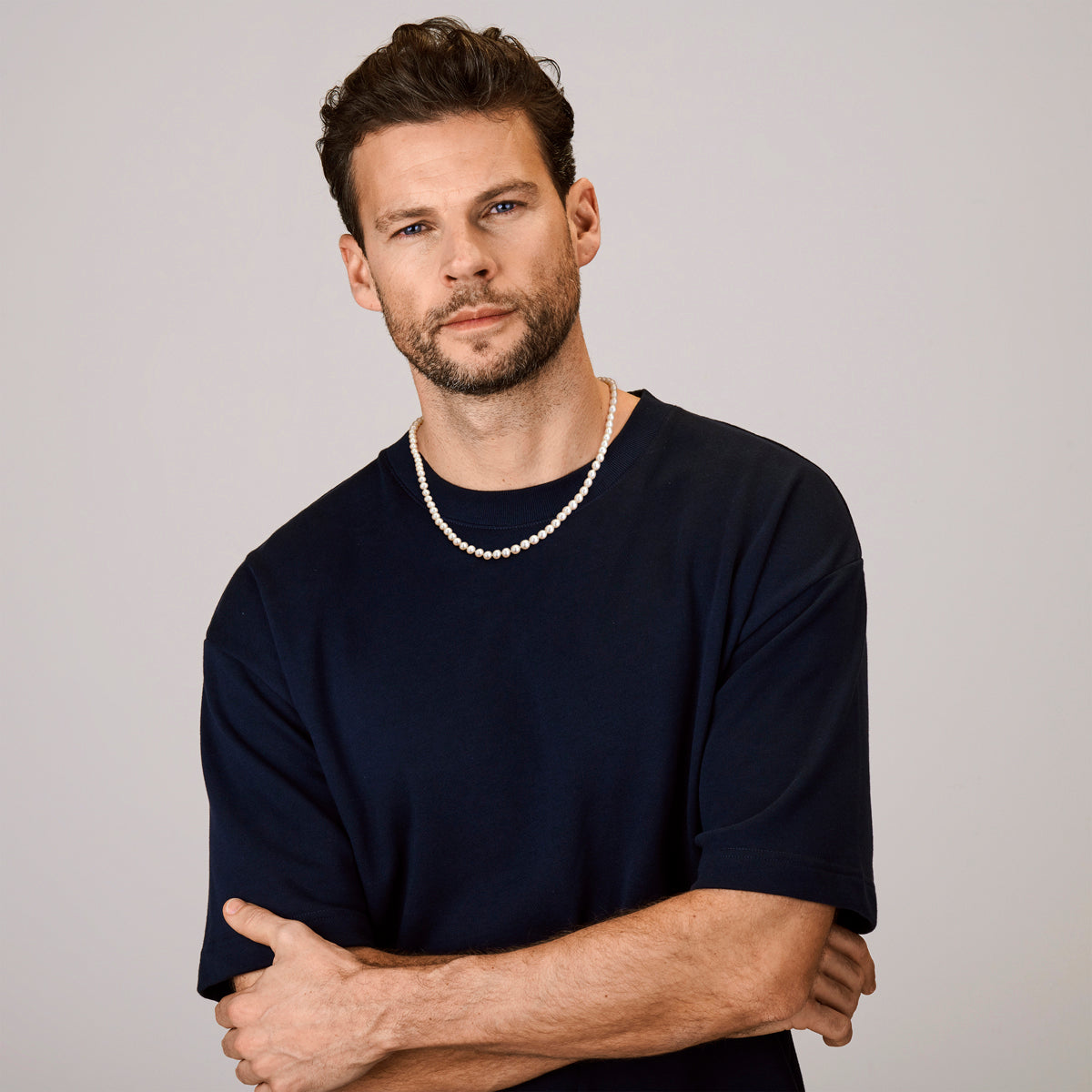 Collier parel 7,0 mm zilver gerhodineerd