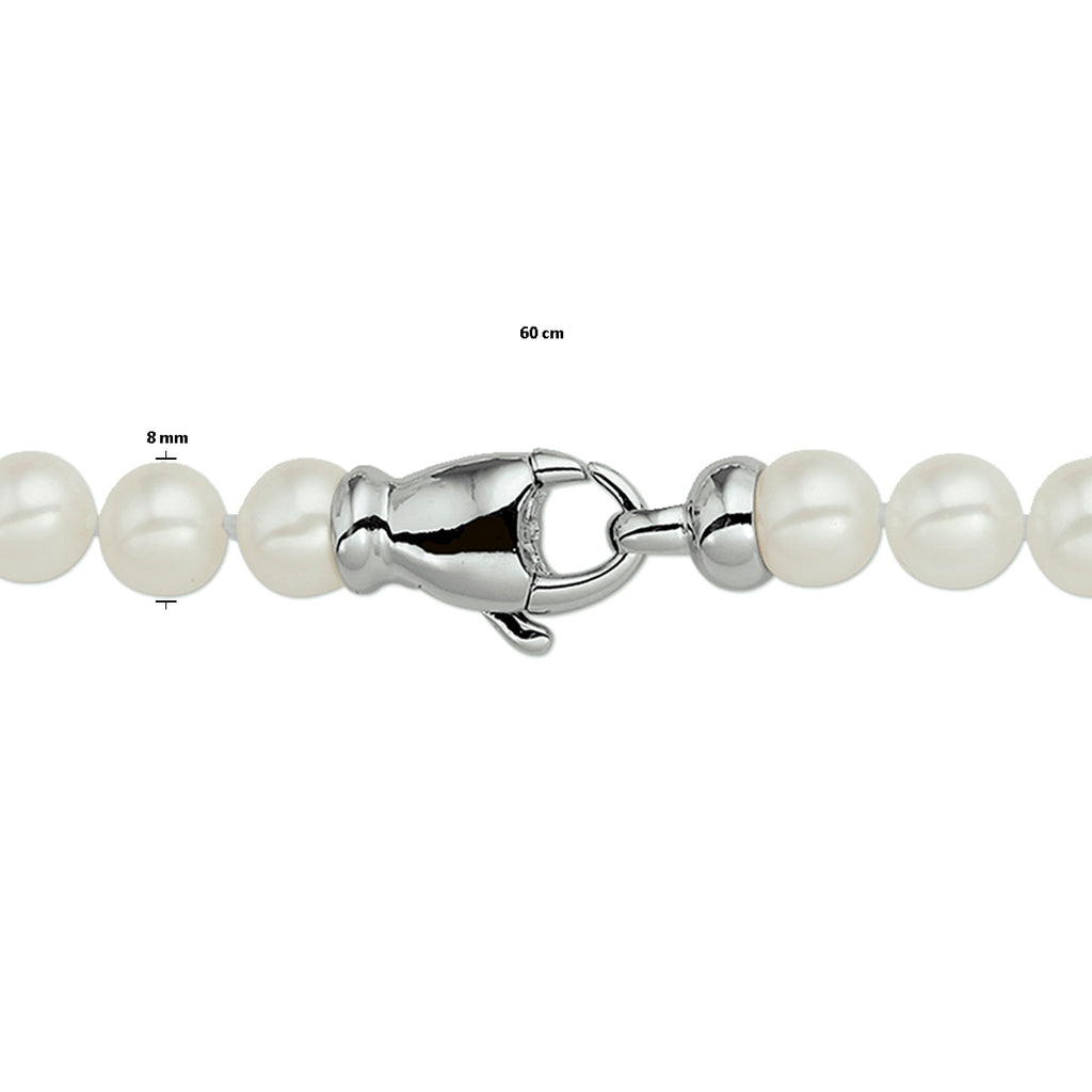 Collier parel 7,0 mm zilver gerhodineerd