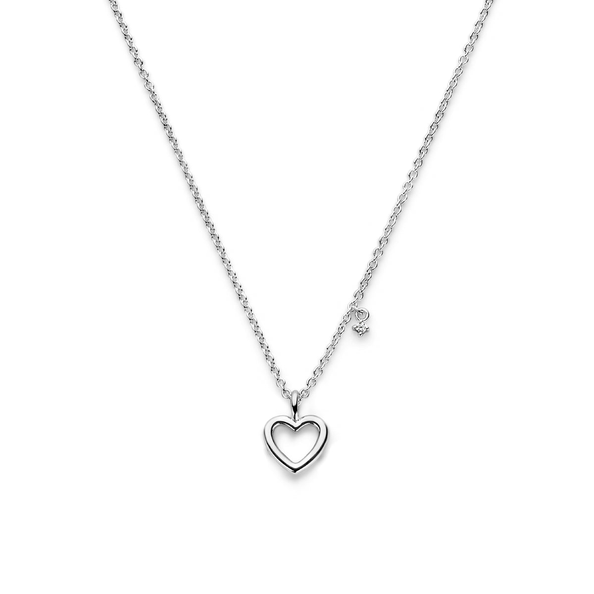 Collier hart en diamant 0.015ct j p1 zilver gerhodineerd