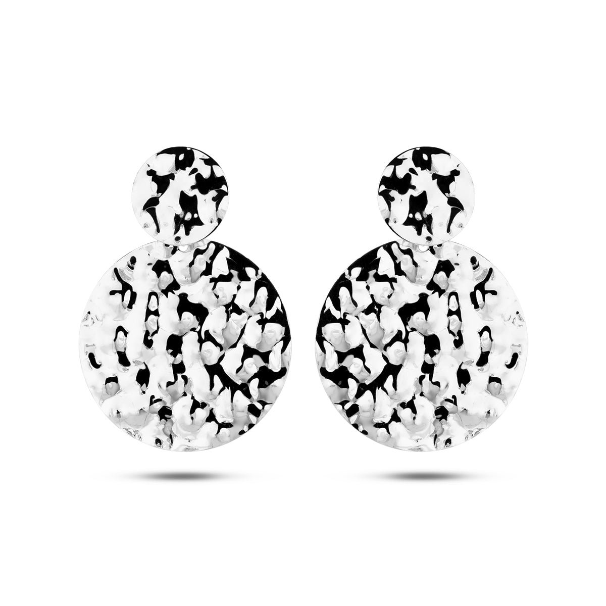 Oorhangers gehamerd zilver gerhodineerd