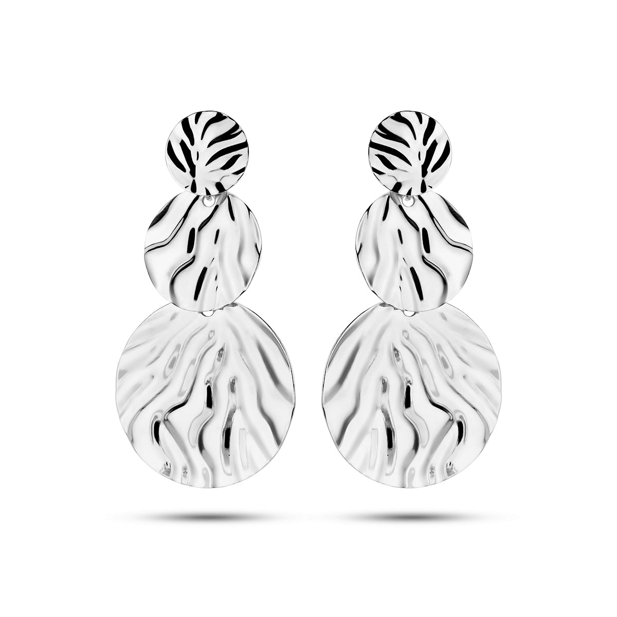 Oorhangers reliëf zilver gerhodineerd