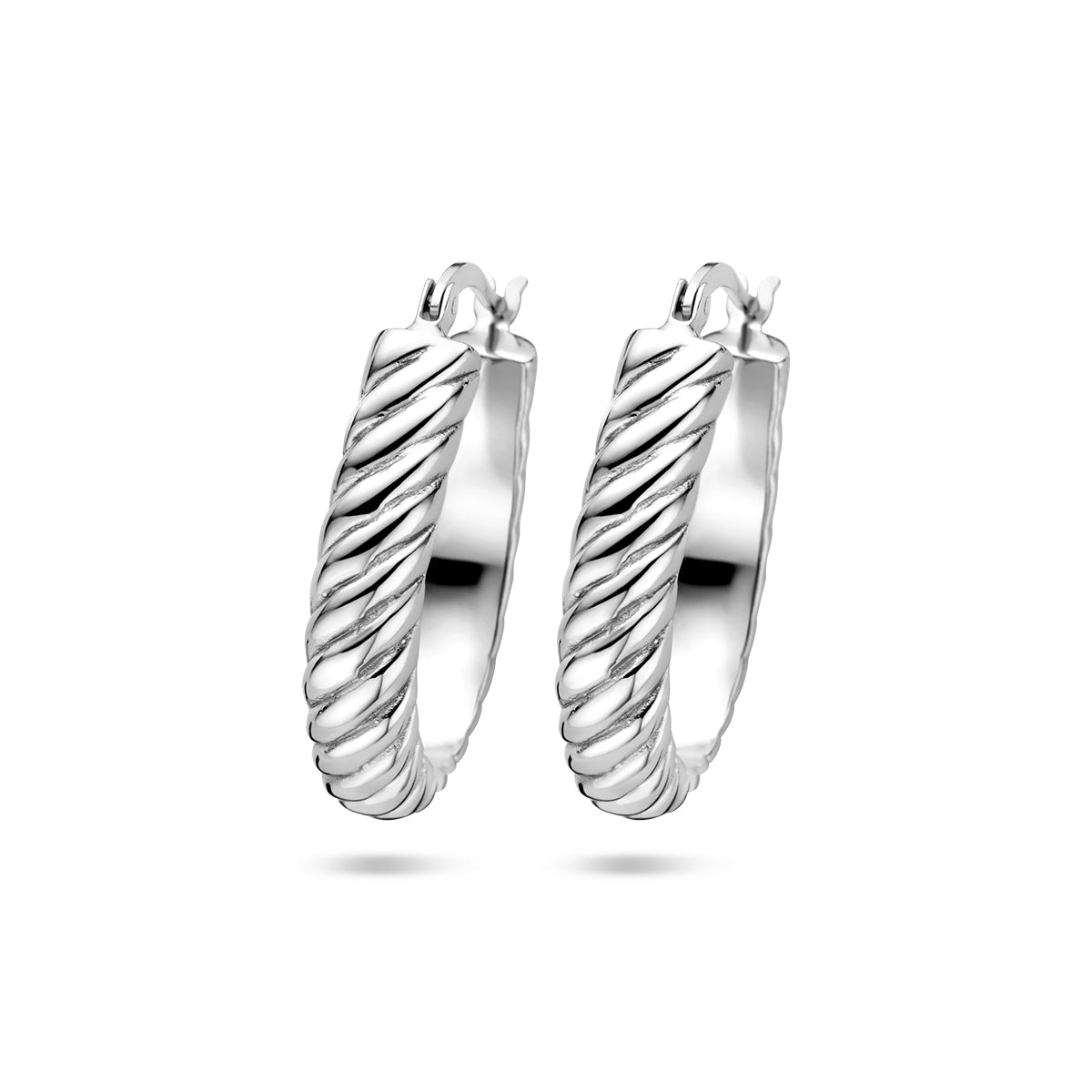 Oorringen gedraaid zilver gerhodineerd
