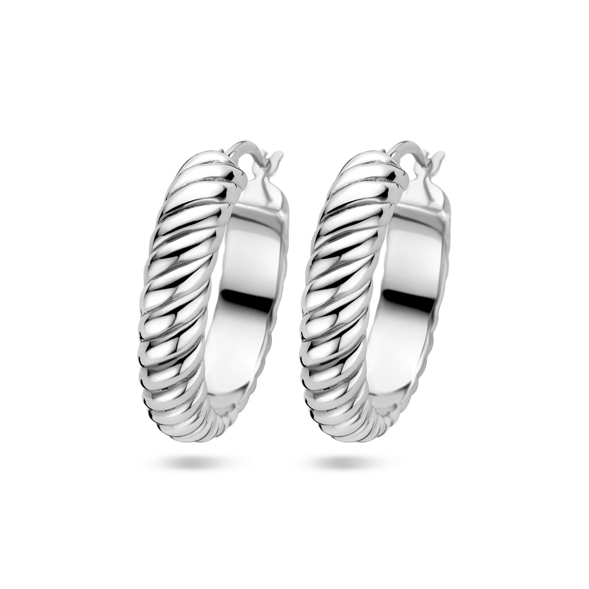 Oorringen gedraaid zilver gerhodineerd