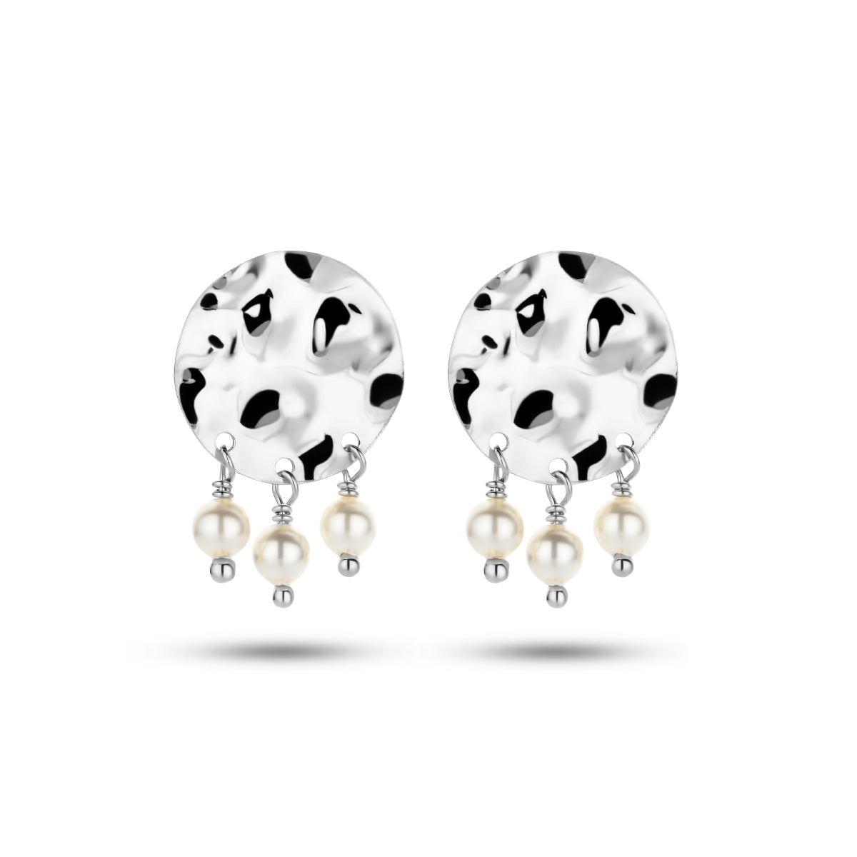 Oorhangers synth. parel zilver gerhodineerd