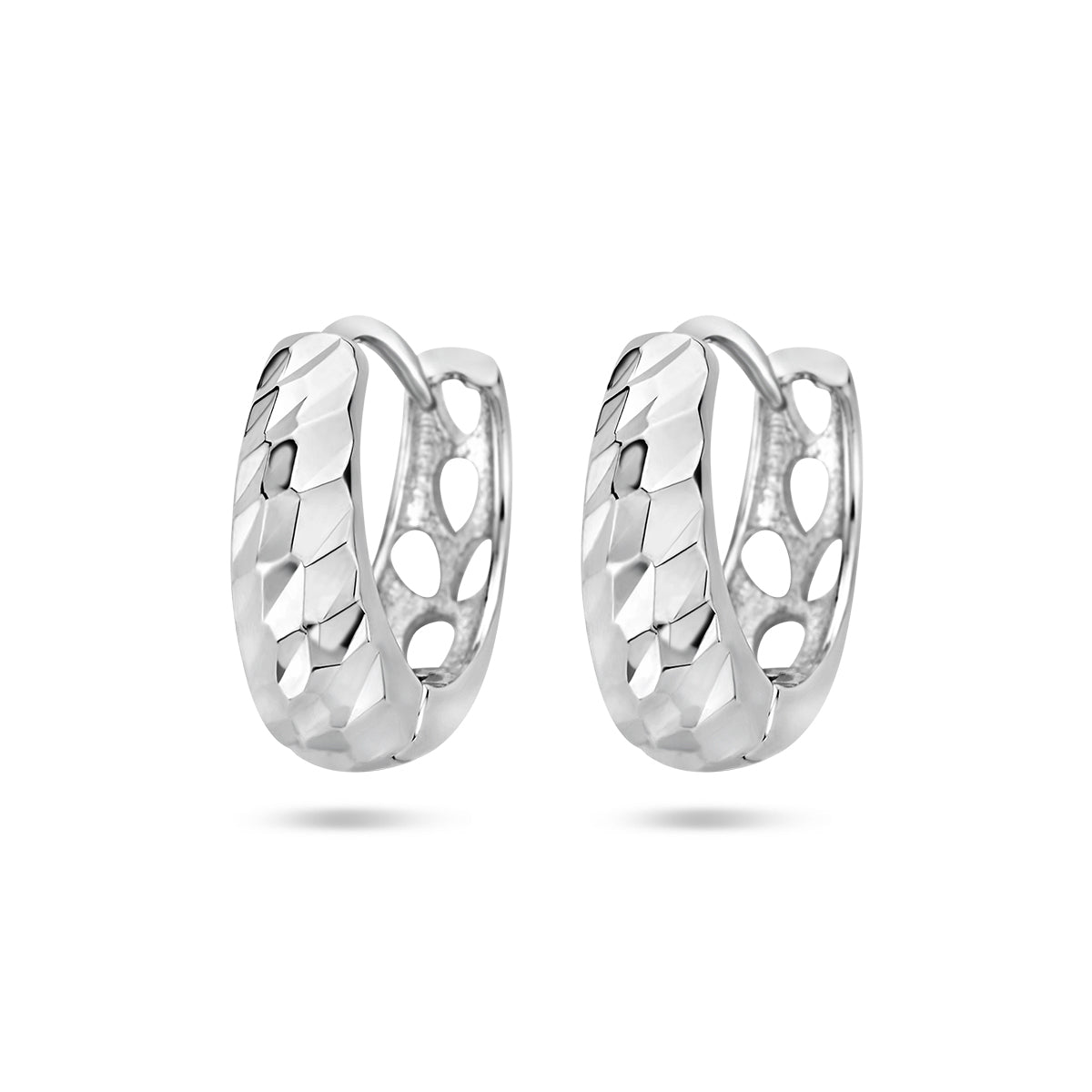 Klapoorringen gediamanteerd zilver gerhodineerd