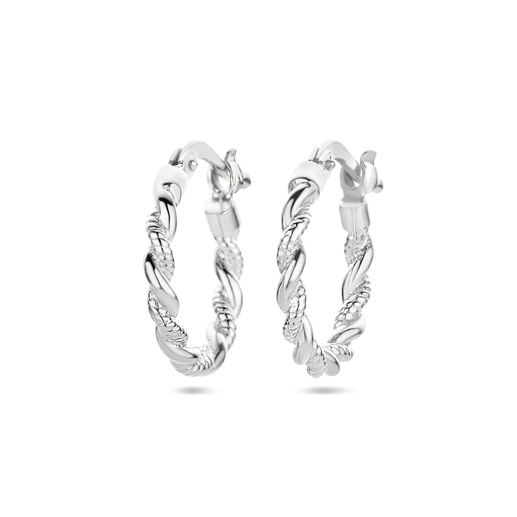 Oorringen gedraaide buis zilver gerhodineerd