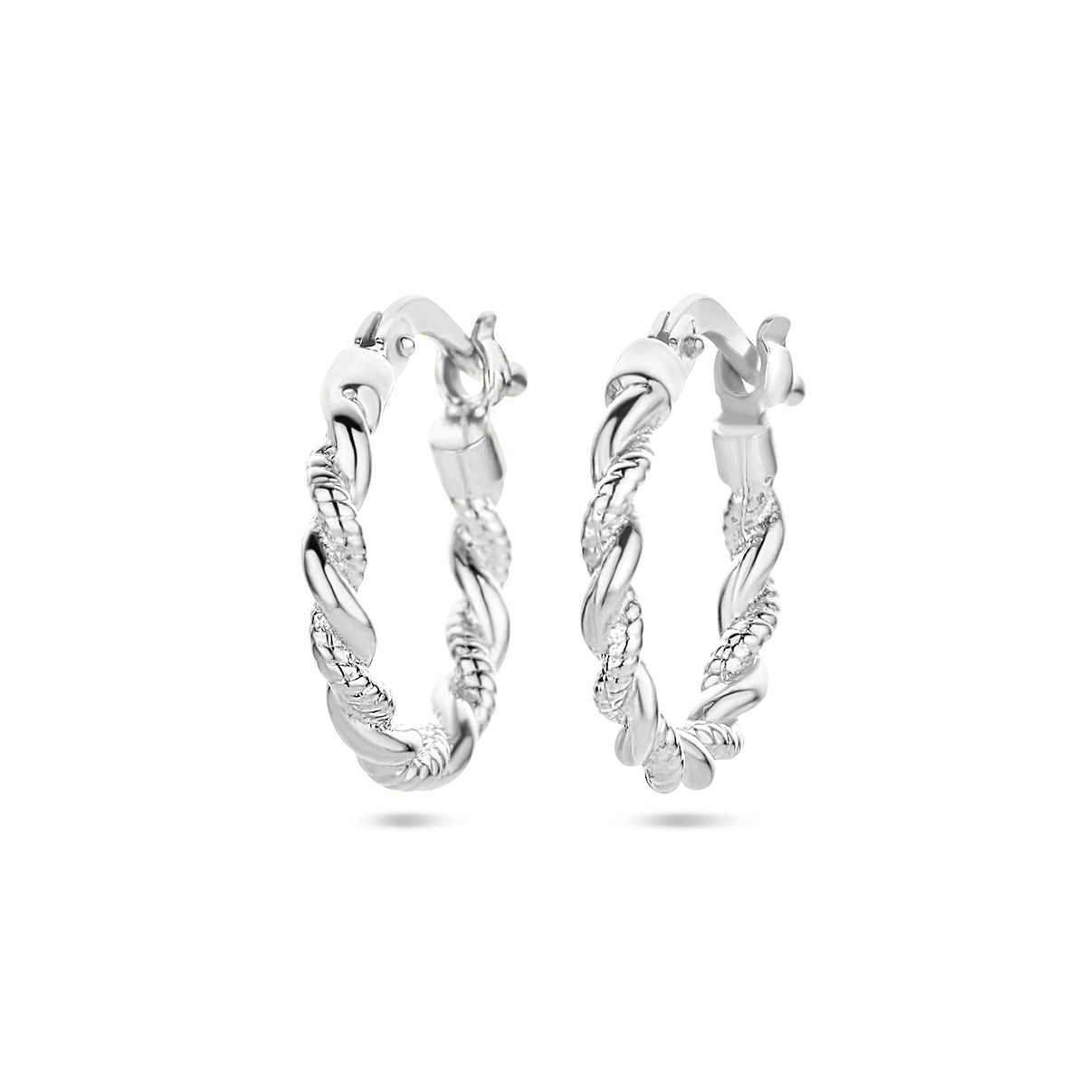 Oorringen gedraaide buis zilver gerhodineerd