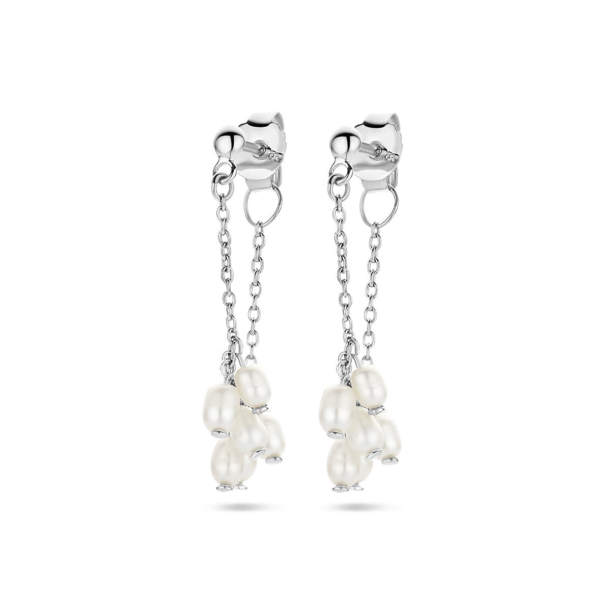 Oorhangers parels zilver gerhodineerd