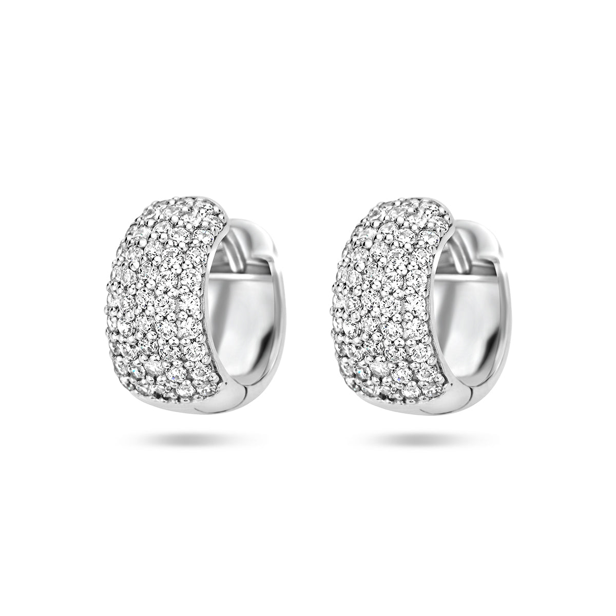 Klapoorringen zirkonia zilver gerhodineerd