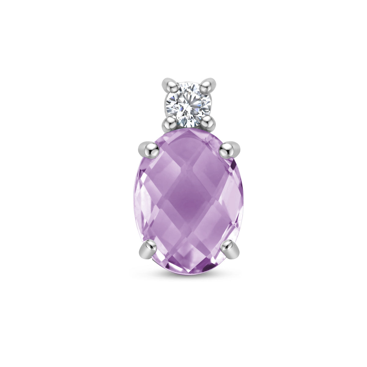 Hanger amethist en zirkonia zilver gerhodineerd