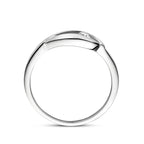 Ring druppel zirkonia poli/mat zilver gerhodineerd