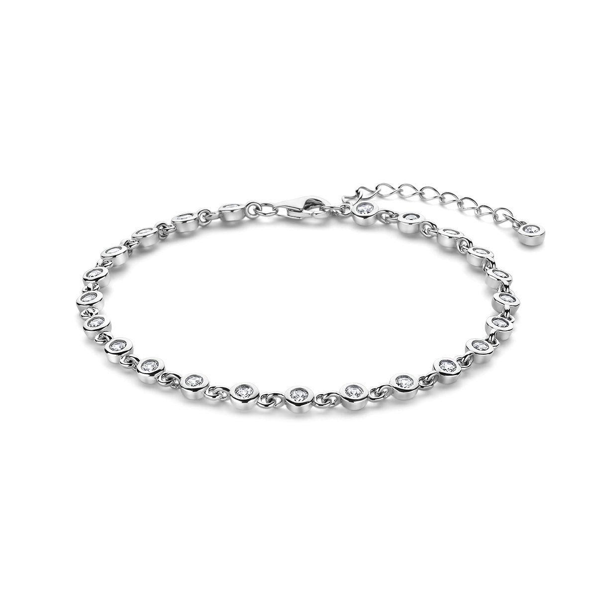 Armband zirkonia 17 + 3 cm zilver gerhodineerd