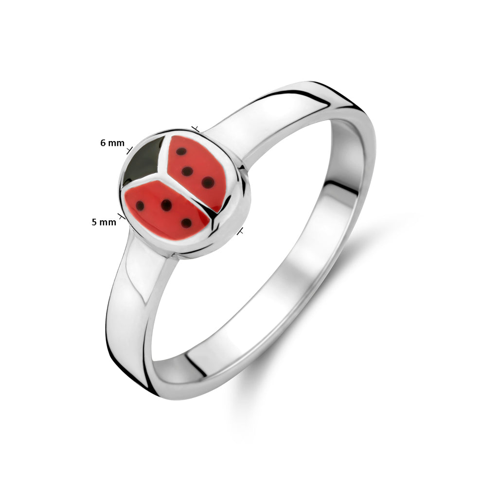 Ring lieveheersbeestje zilver gerhodineerd