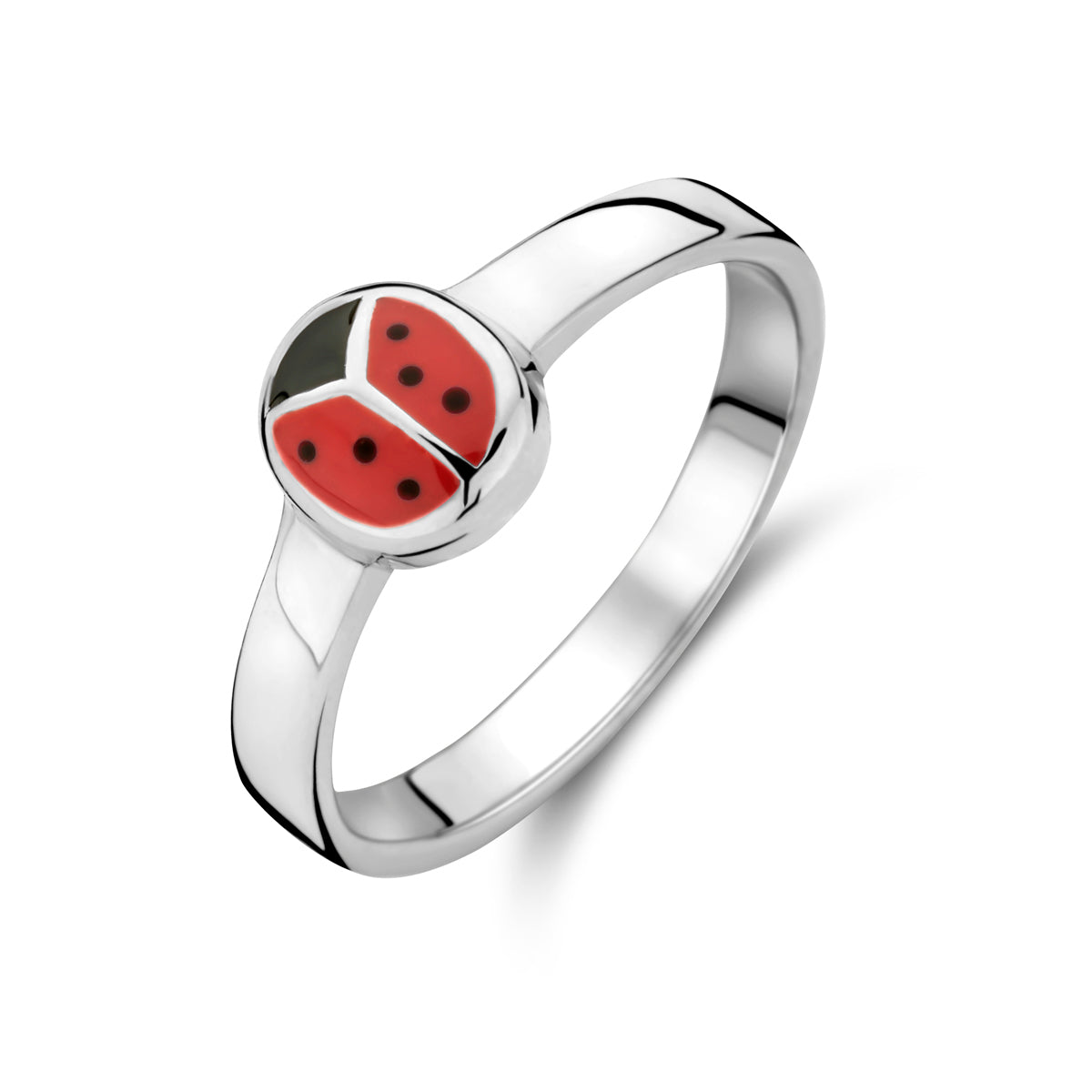 Ring lieveheersbeestje zilver gerhodineerd