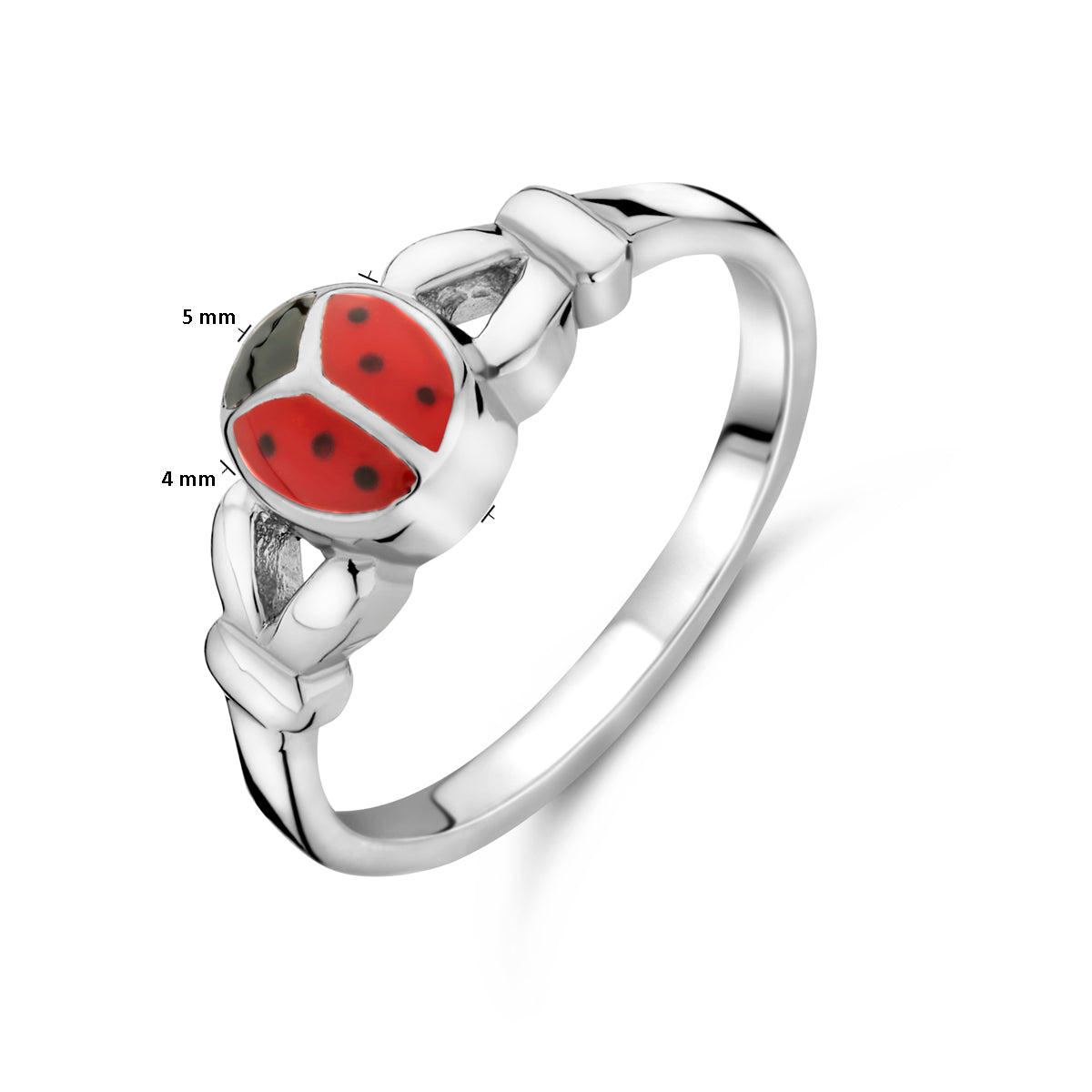 Ring lieveheersbeestje zilver gerhodineerd