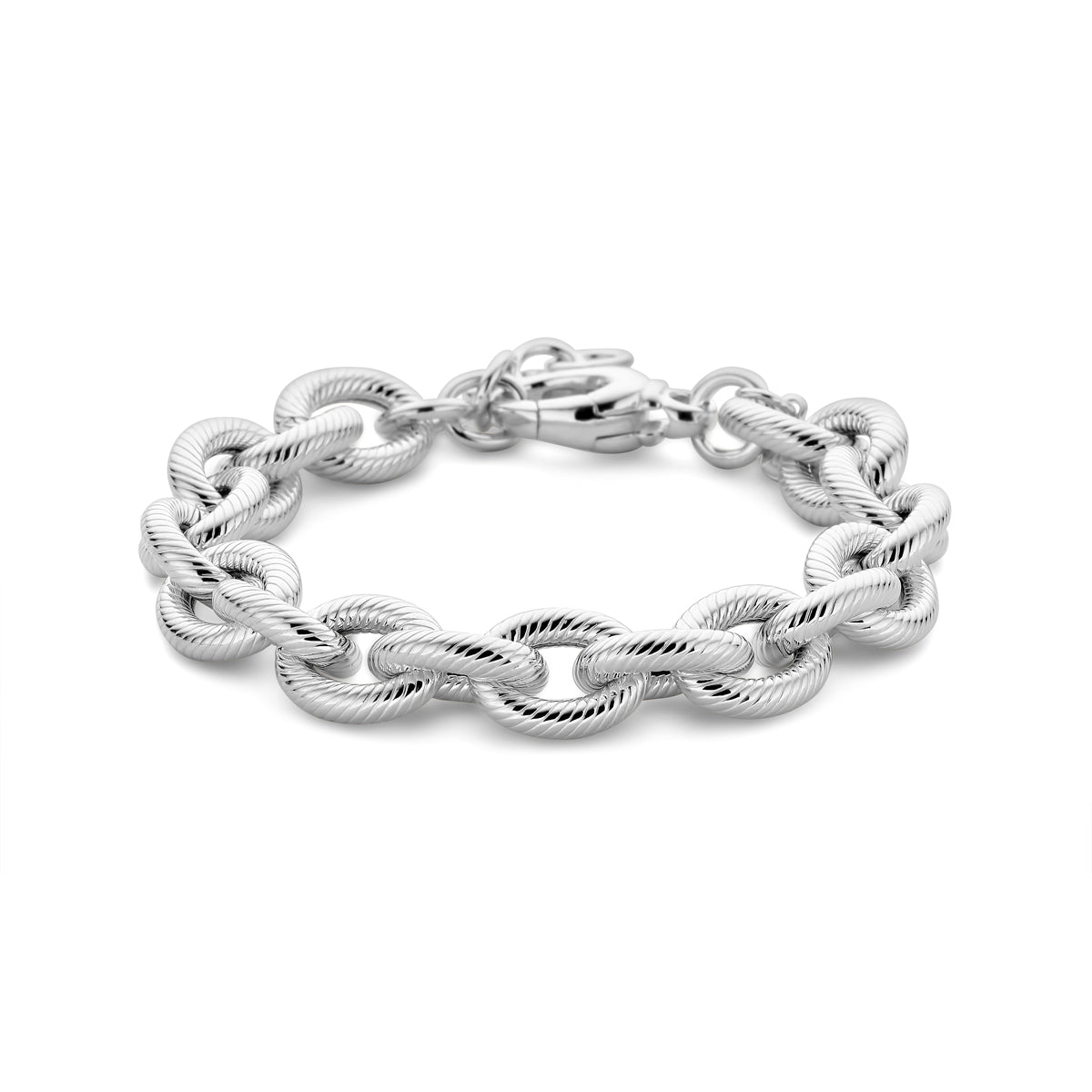 Armband anker gedraaid 11,5 mm 17 + 3 cm zilver gerhodineerd