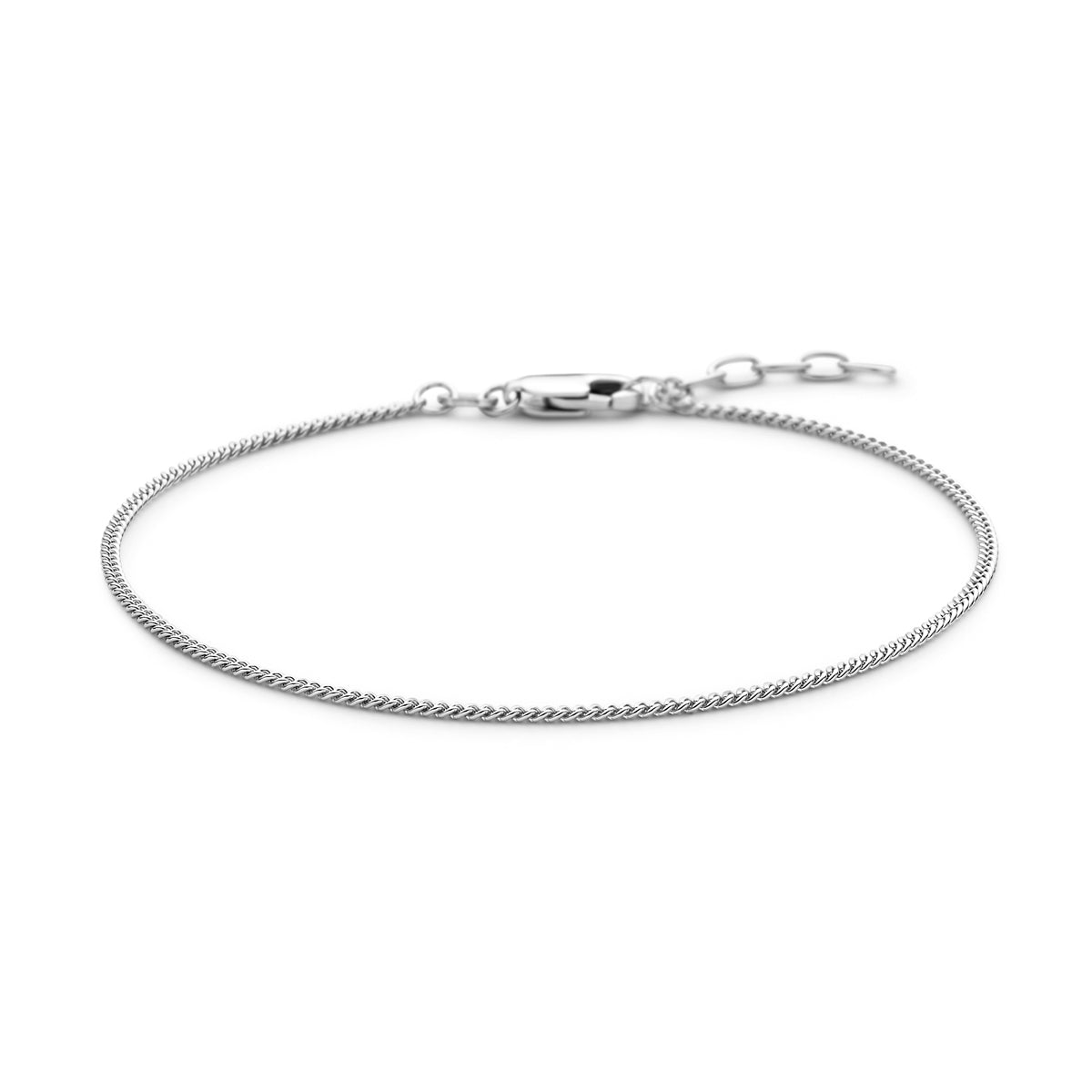 Armband gourmette 4-zijdes geslepen 1,4 mm 19 + 2 cm (heren lengte) zilver gerhodineerd