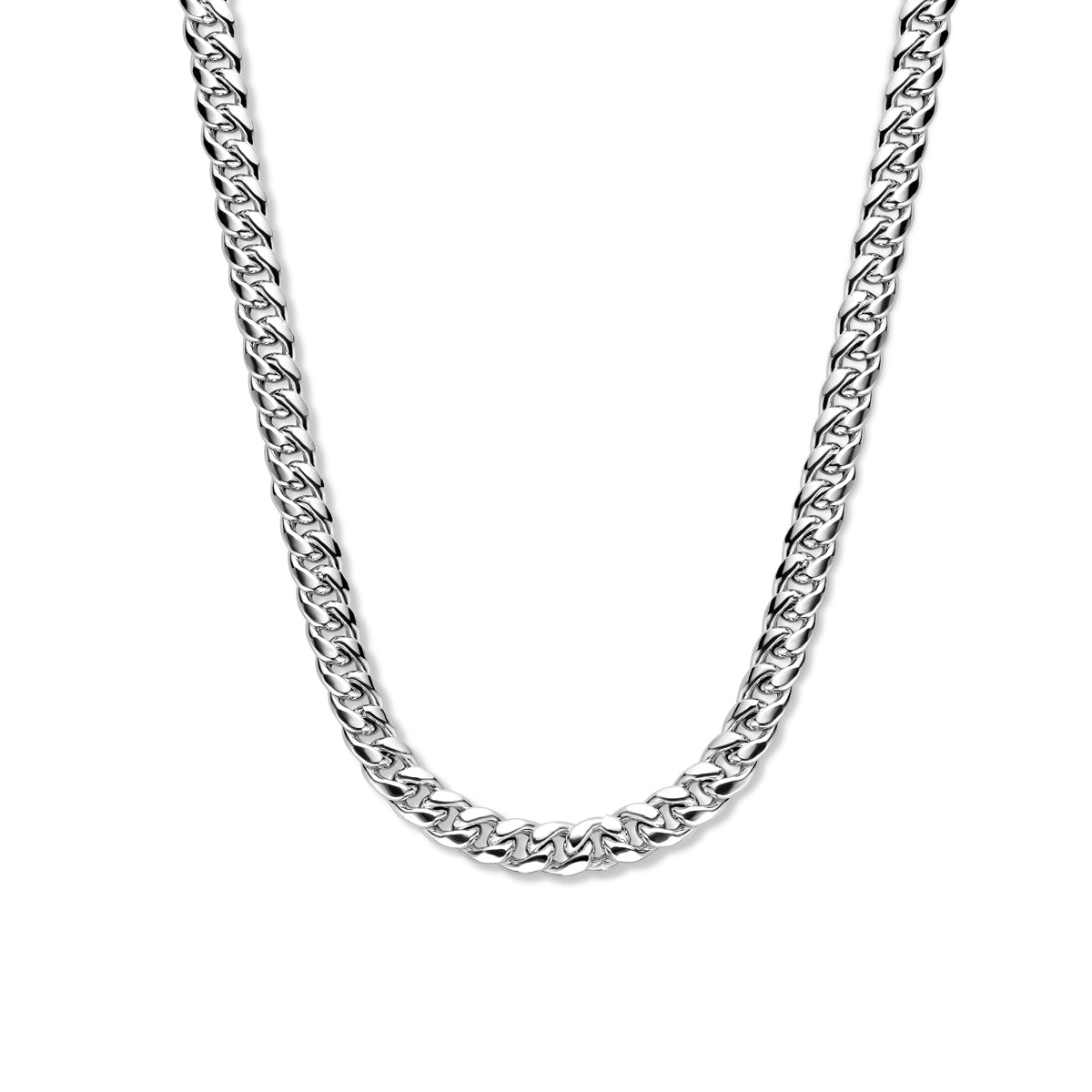 Collier gourmette 10 mm 42 + 3 cm zilver gerhodineerd