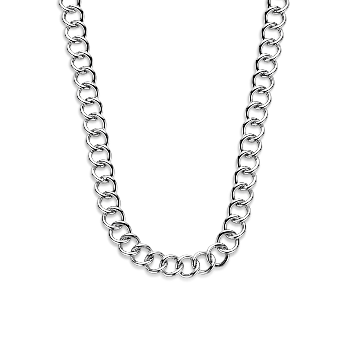 Collier gourmette 13,5 mm 42 + 3 cm zilver gerhodineerd