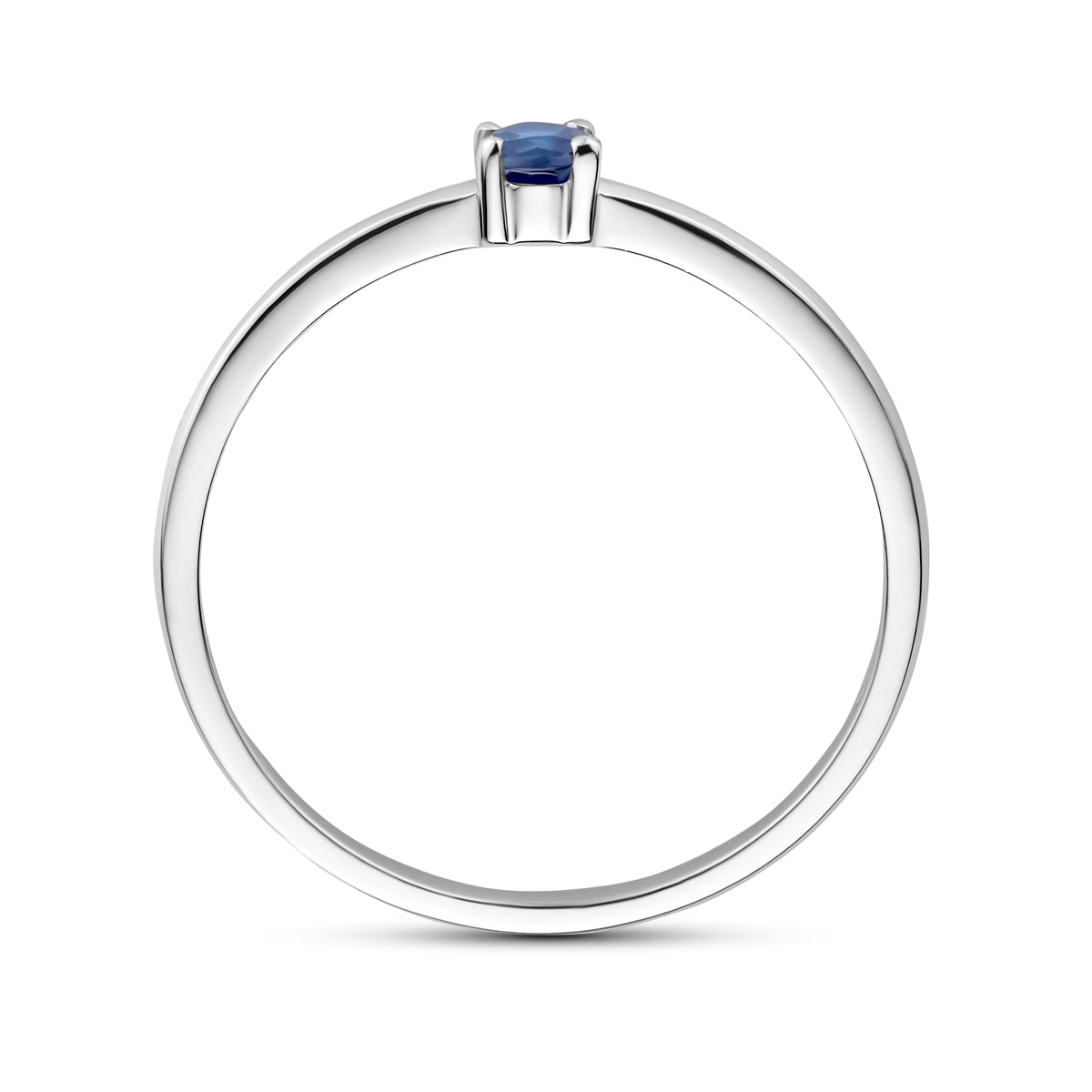 Ring met geboortesteen saffier september zilver gerhodineerd