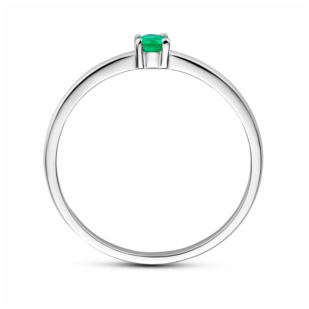 Ring met geboortesteen smaragd mei zilver gerhodineerd