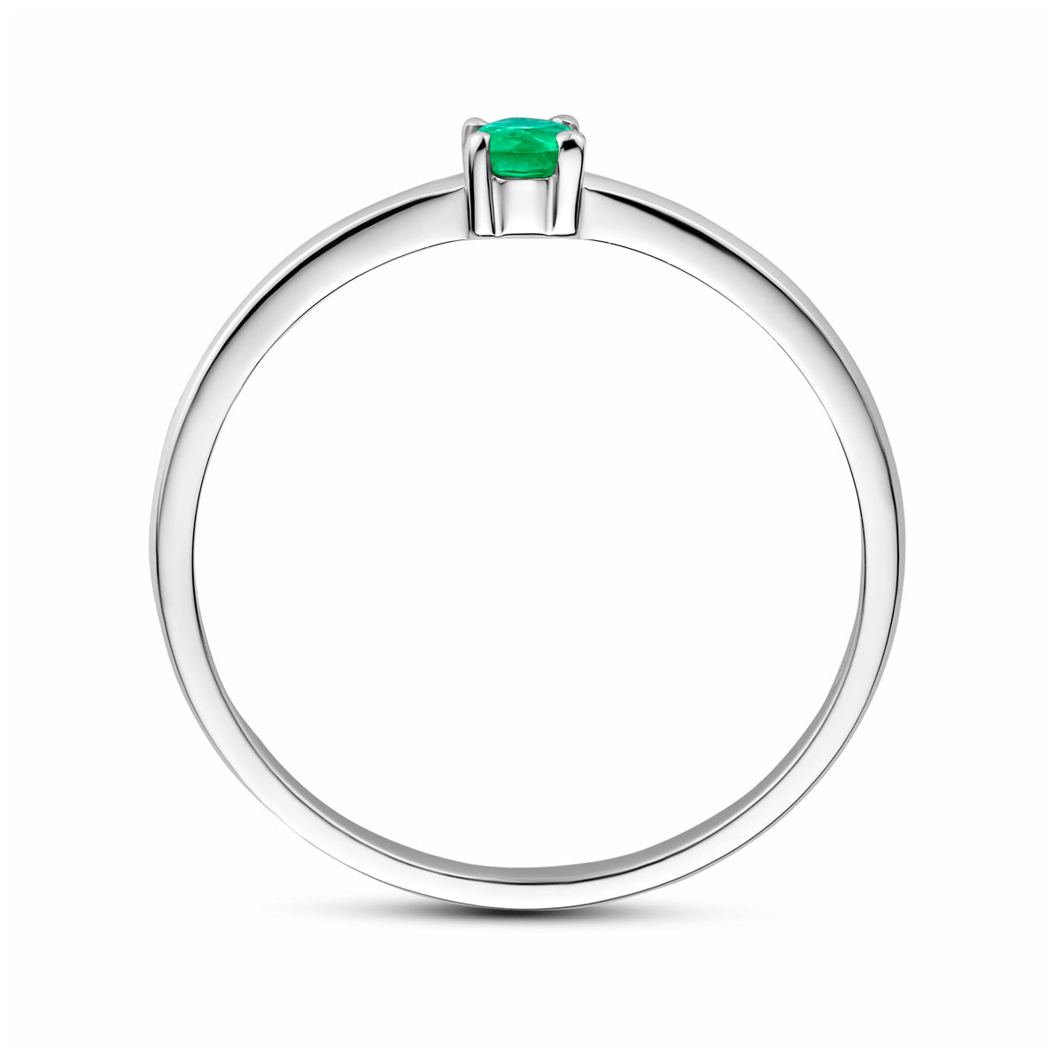 Ring met geboortesteen smaragd mei zilver gerhodineerd