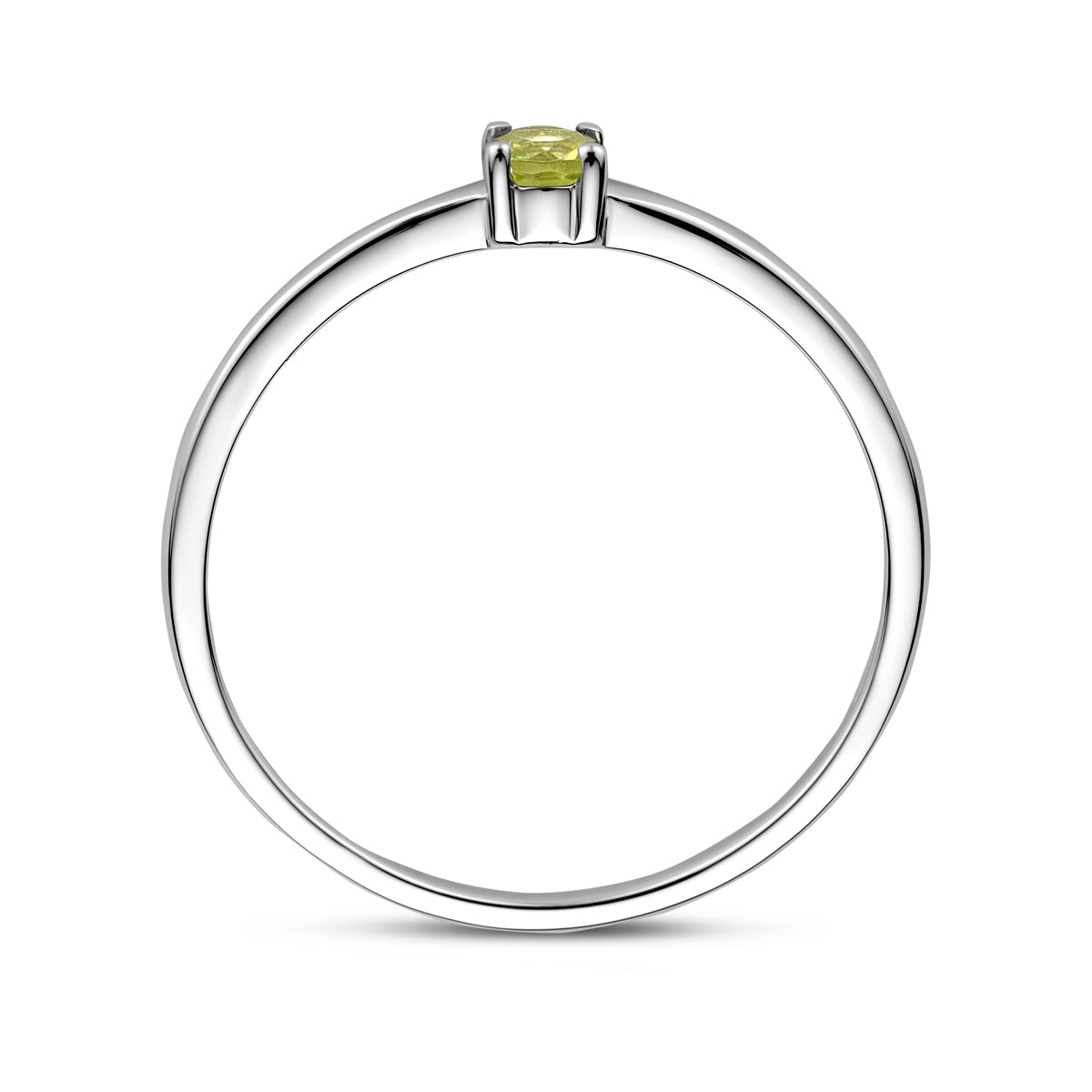 Ring met geboortesteen peridot augustus zilver gerhodineerd