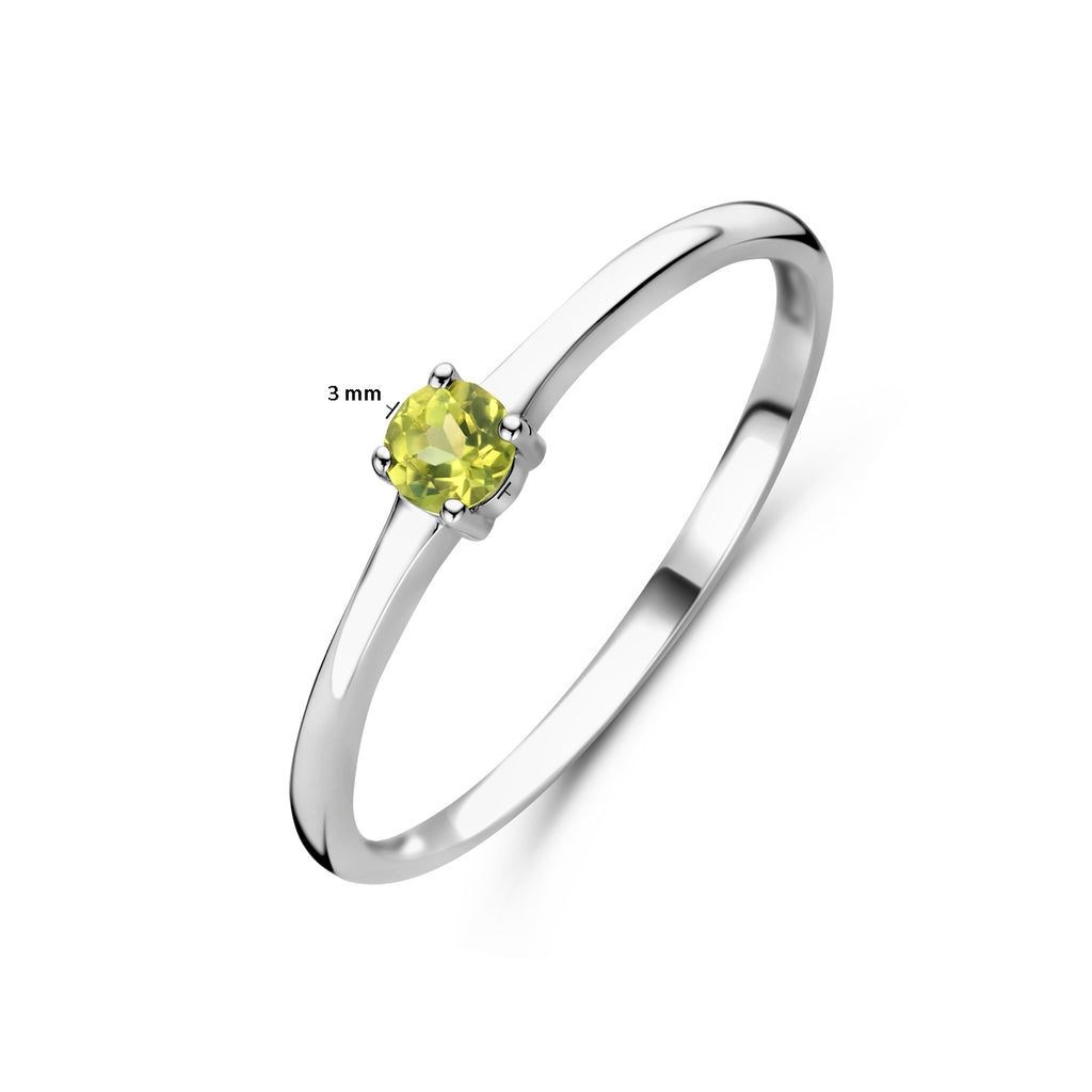 Ring met geboortesteen peridot augustus zilver gerhodineerd