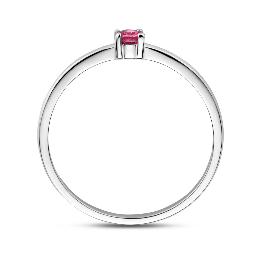 Ring met geboortesteen roze toermalijn oktober zilver gerhodineerd
