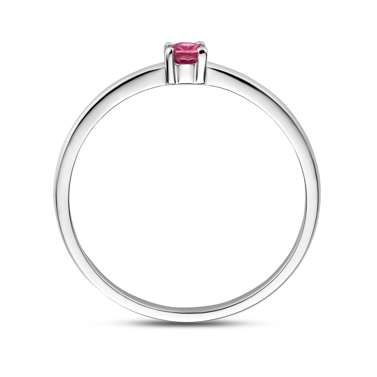 Ring met geboortesteen roze toermalijn oktober zilver gerhodineerd
