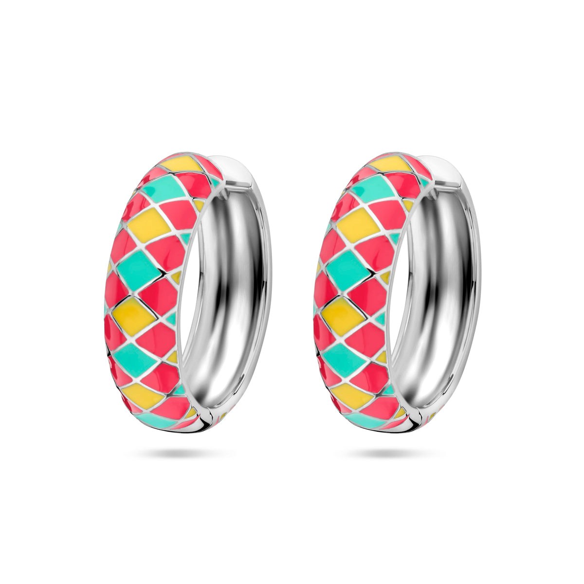 Klapoorringen emaille zilver gerhodineerd