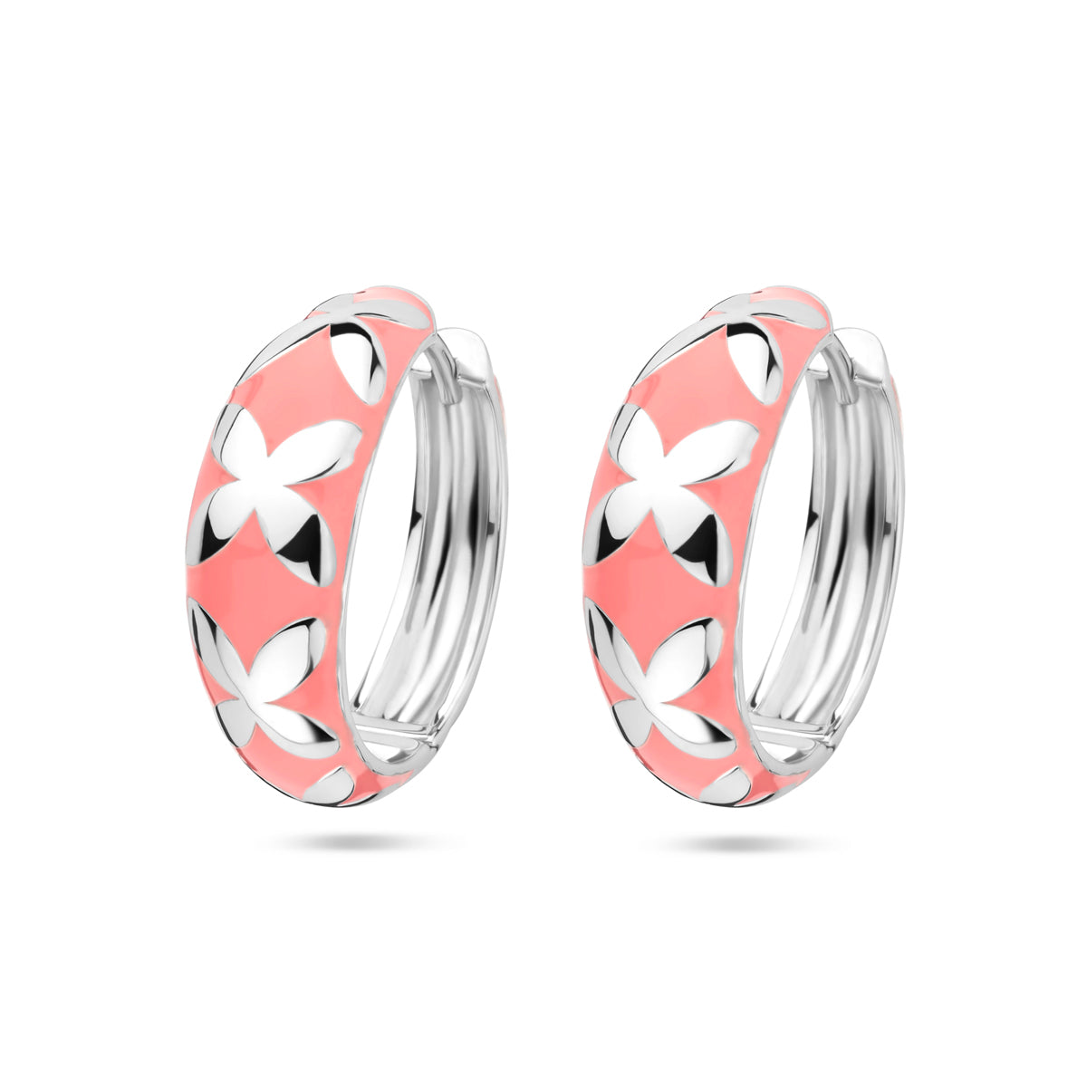 Klapoorringen emaille zilver gerhodineerd