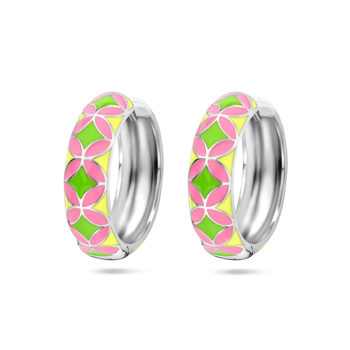 Klapoorringen emaille zilver gerhodineerd