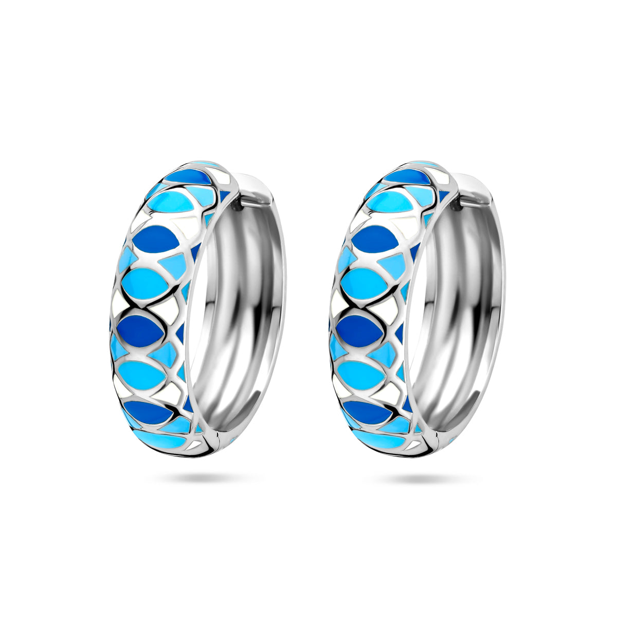 Klapoorringen emaille zilver gerhodineerd