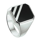 Zegelring massief onyx zilver gerhodineerd