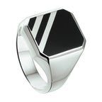 Zegelring massief onyx zilver gerhodineerd