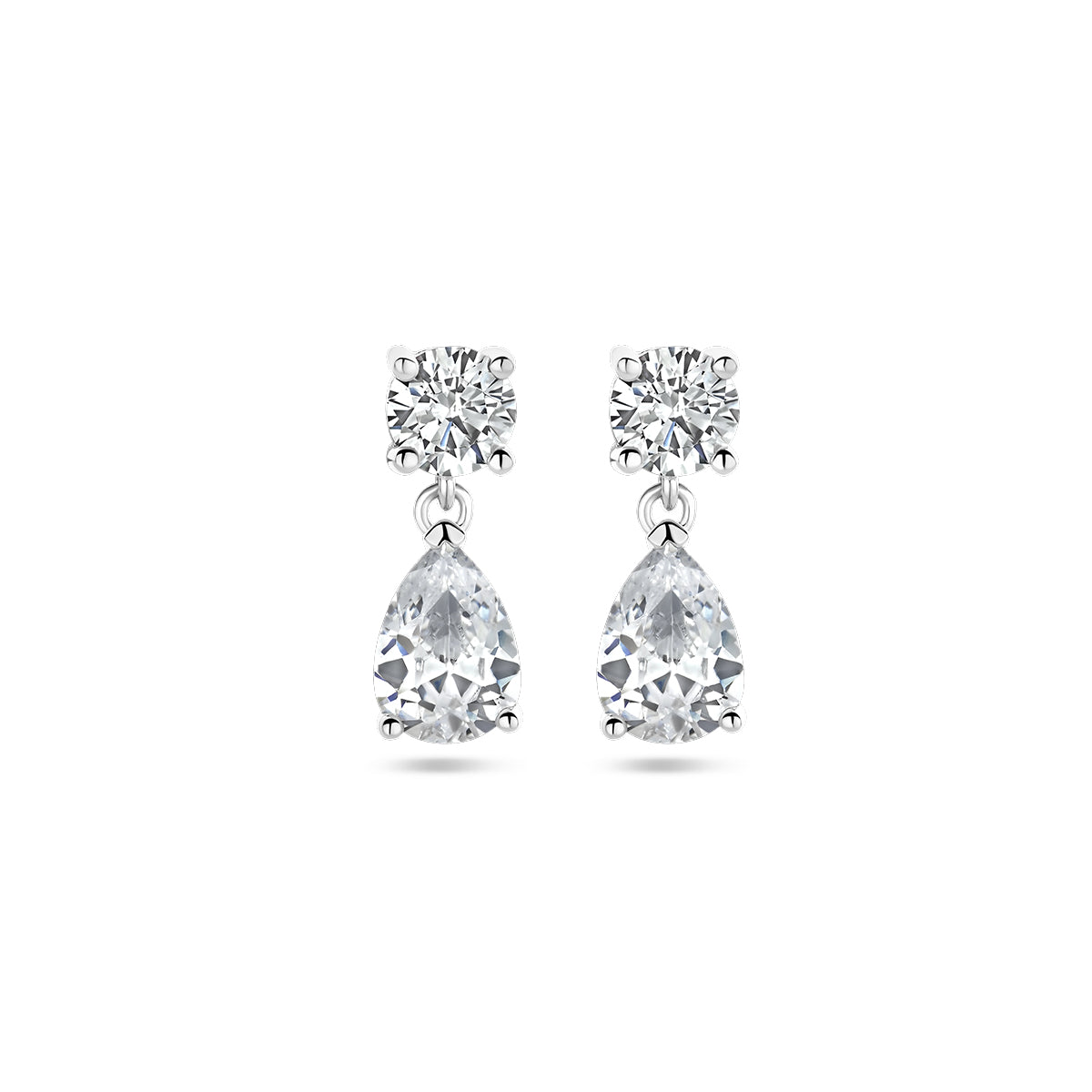 Oorhangers zirkonia zilver gerhodineerd