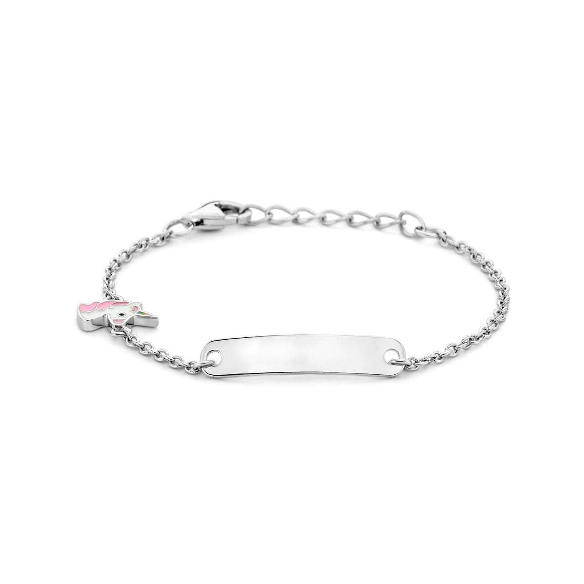 Graveerarmband eenhoorn plaat 4,5 mm 11 + 2 cm zilver gerhodineerd