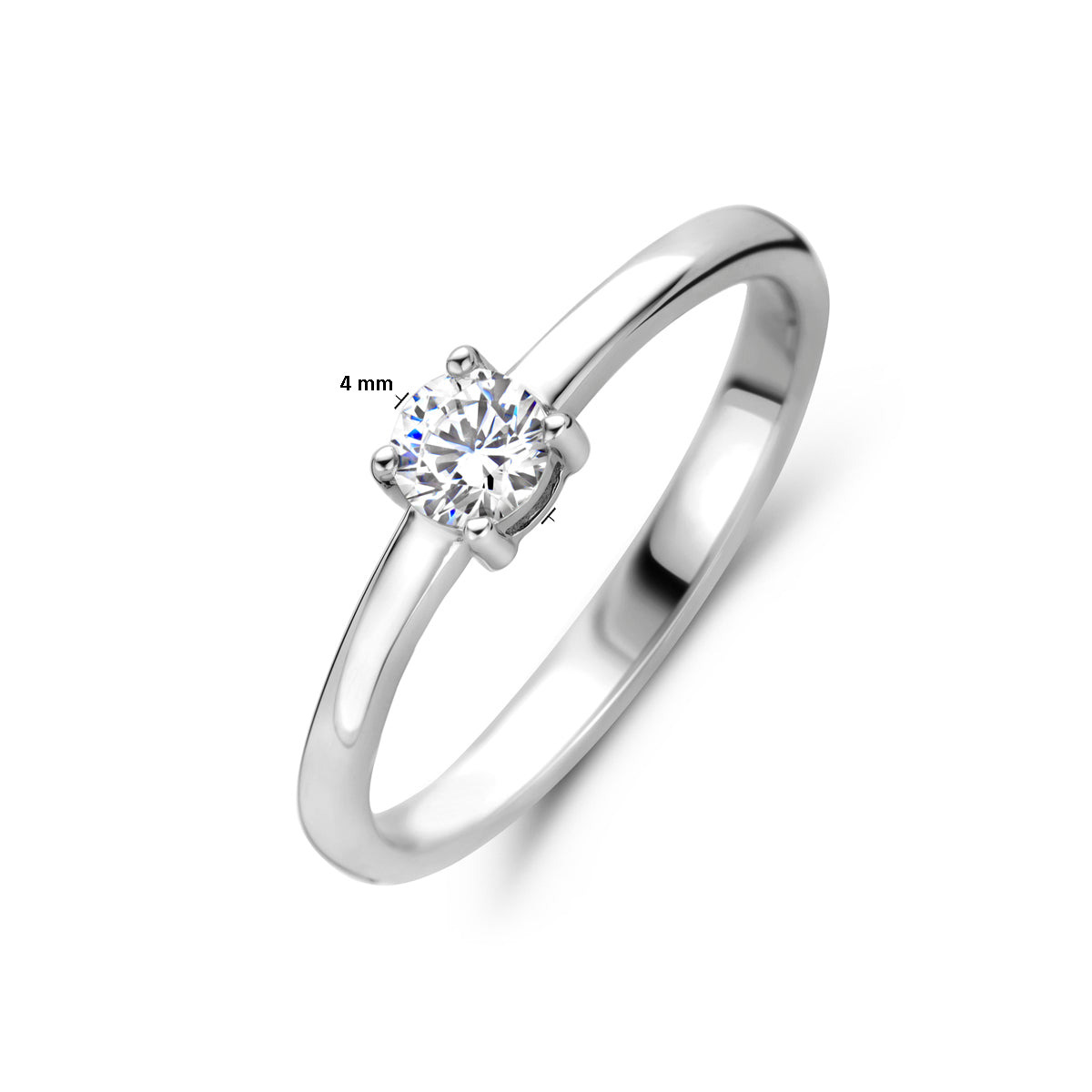 Ring zirkonia zilver gerhodineerd