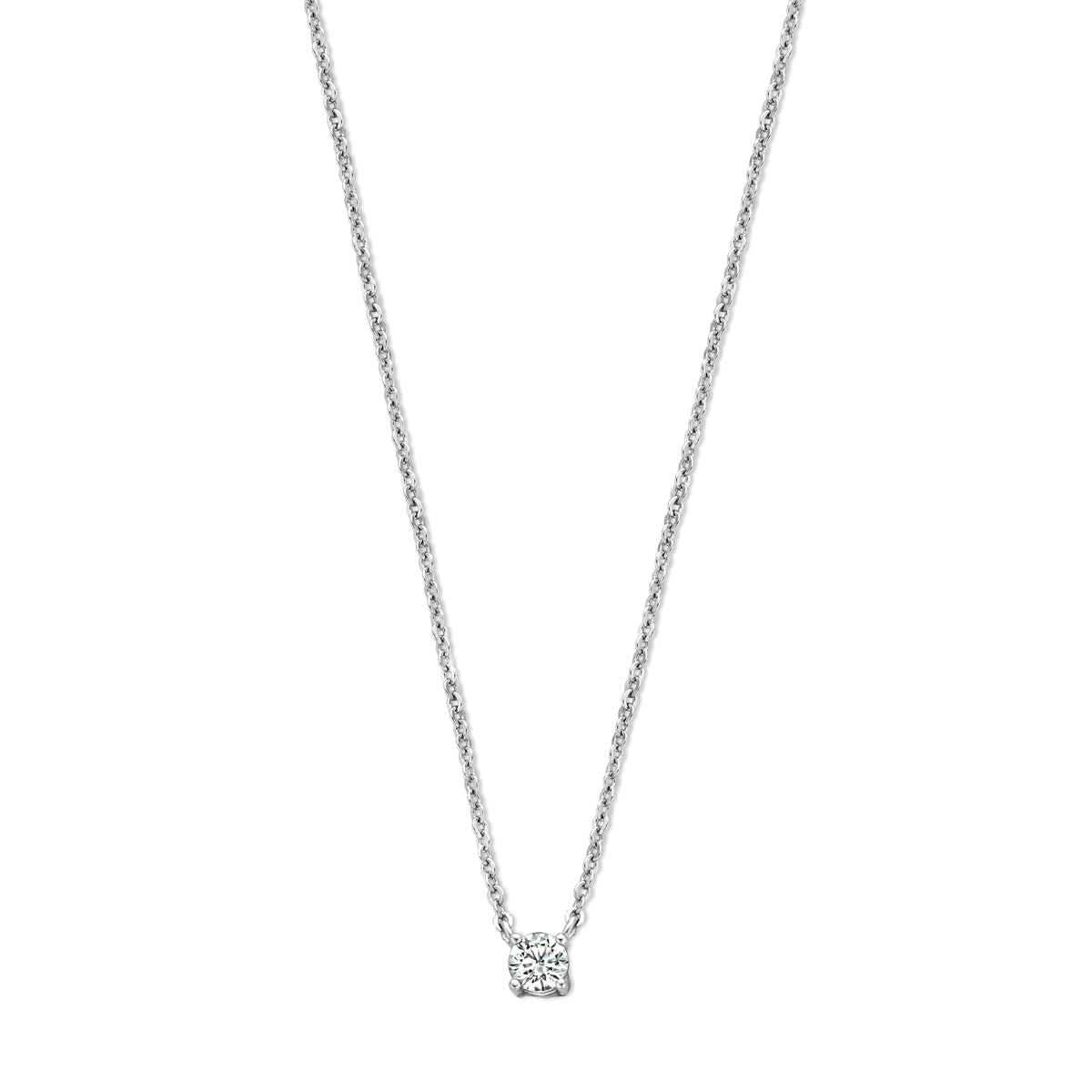 Collier zirkonia 41,5 + 3 cm zilver gerhodineerd
