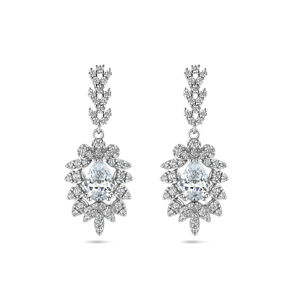 Oorhangers zirkonia zilver gerhodineerd