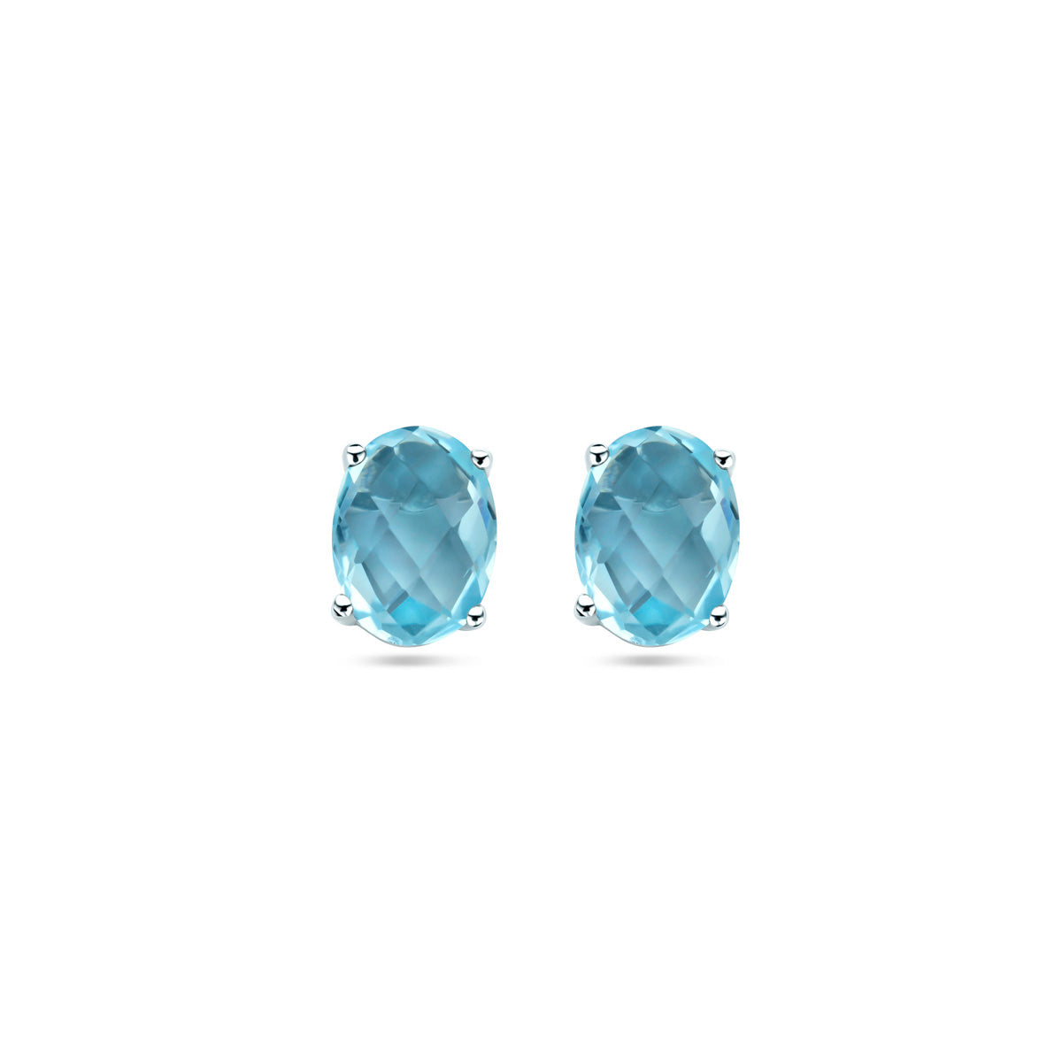 Oorknoppen blauw topaas zilver gerhodineerd