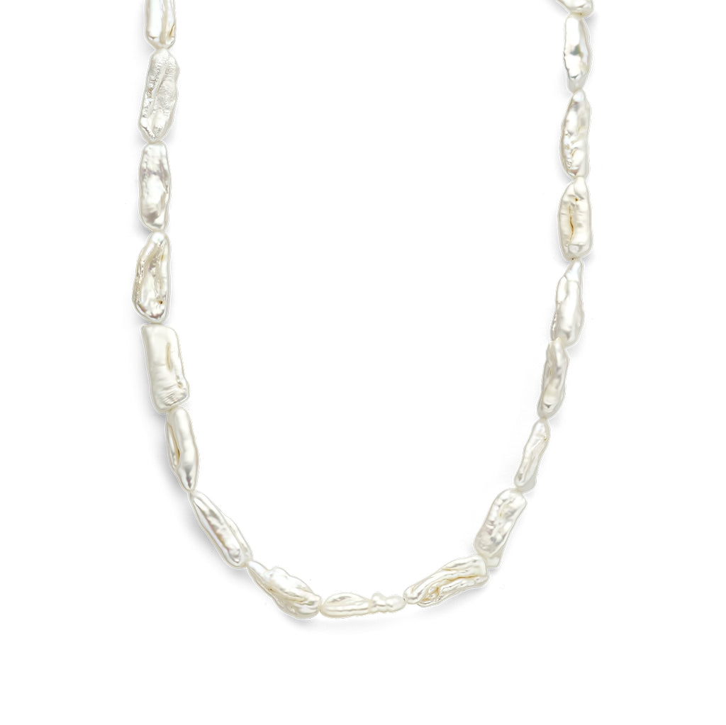 Collier parel barok 7,5 mm zilver gerhodineerd