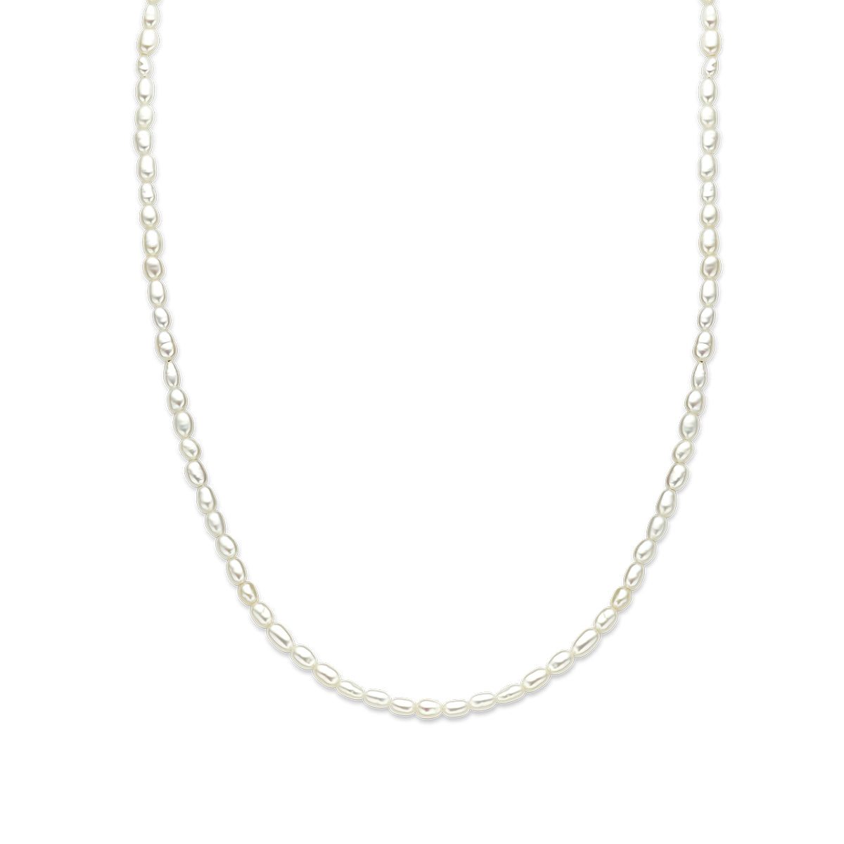 Collier parels 3,2 mm 40 + 5 cm zilver gerhodineerd
