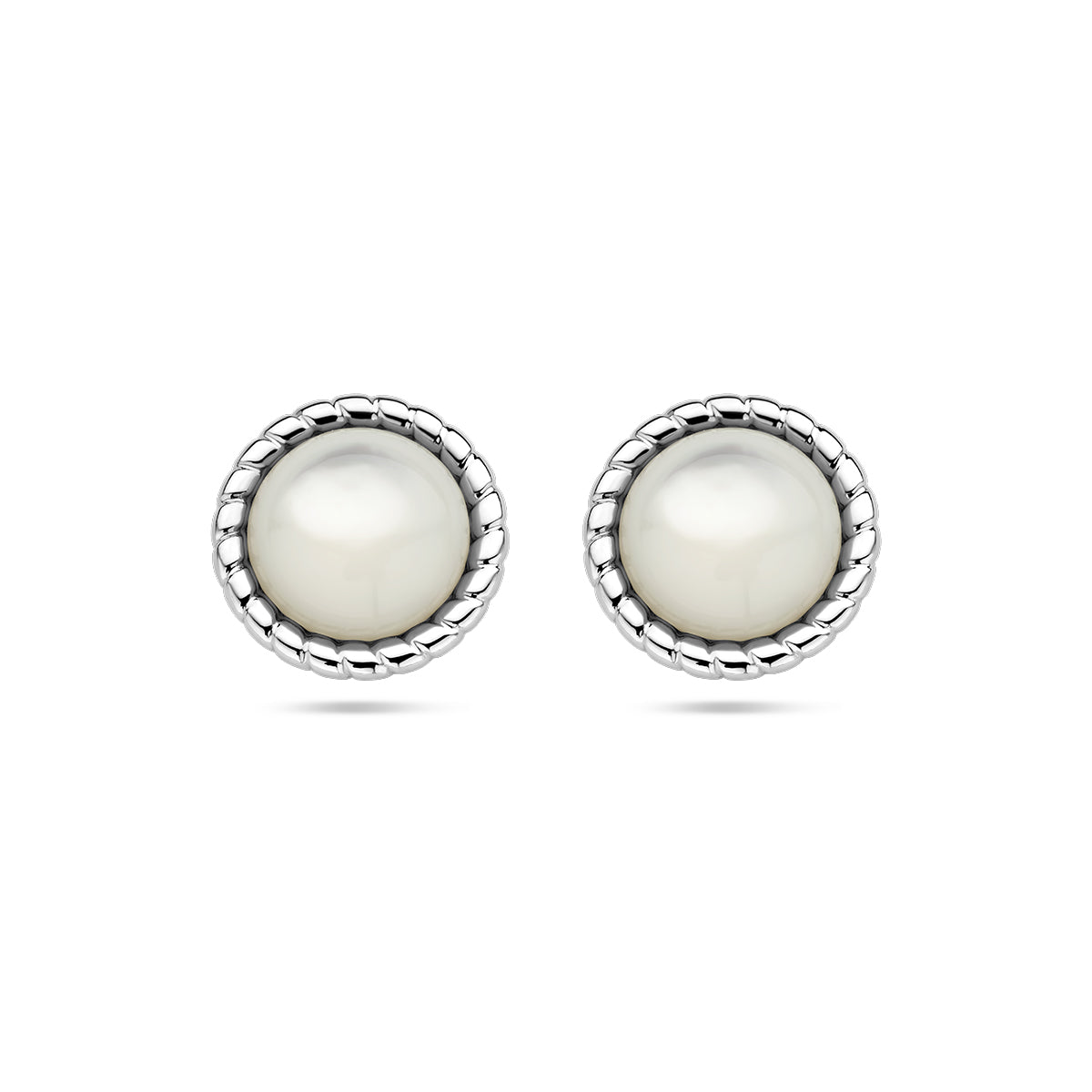 Oorknoppen parelmoer zilver gerhodineerd