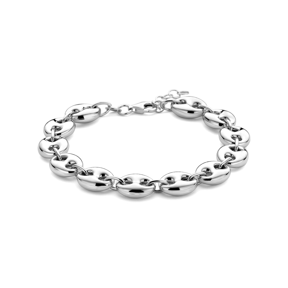 Armband 9,5 mm 17 + 2 cm zilver gerhodineerd