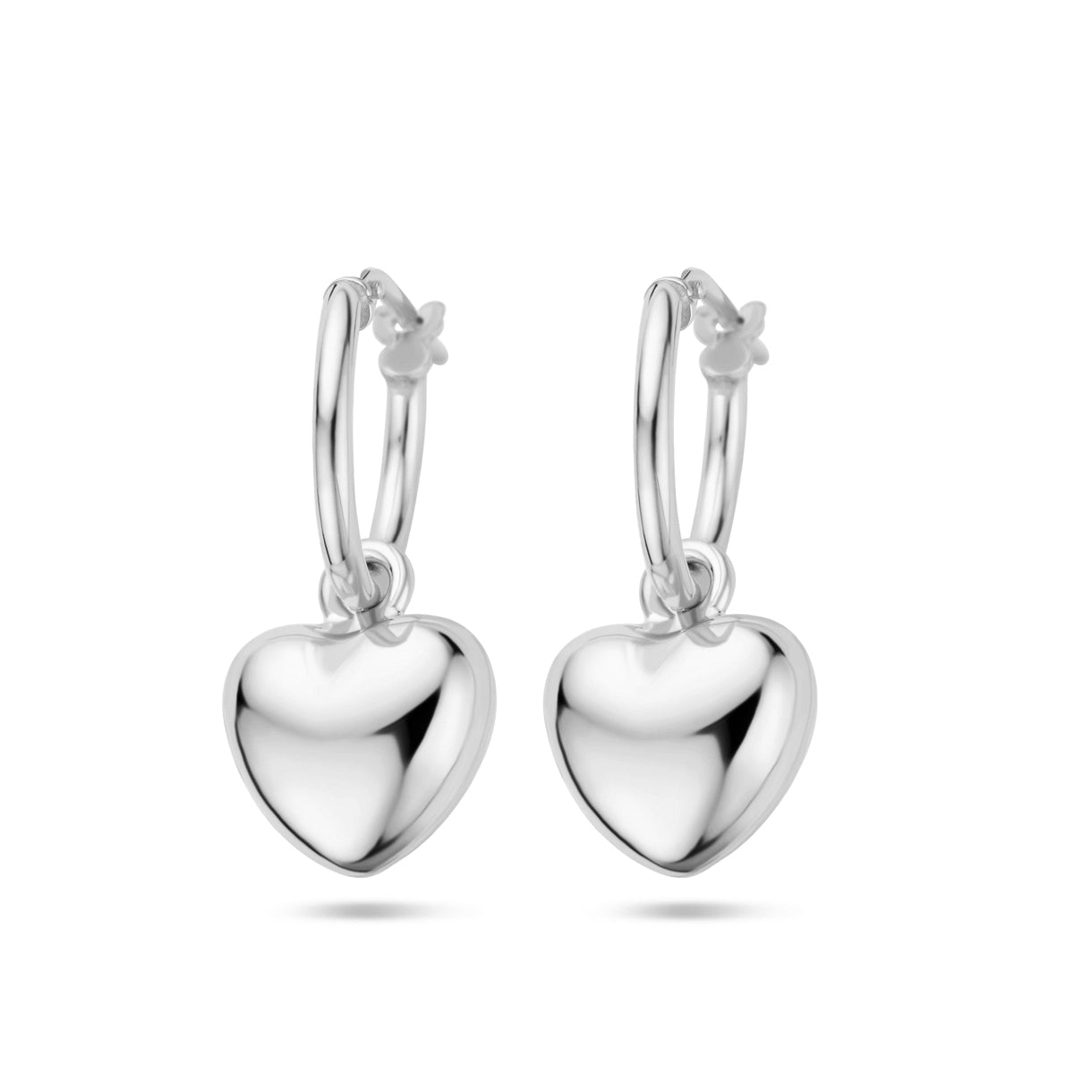 Oorringen hart zilver gerhodineerd