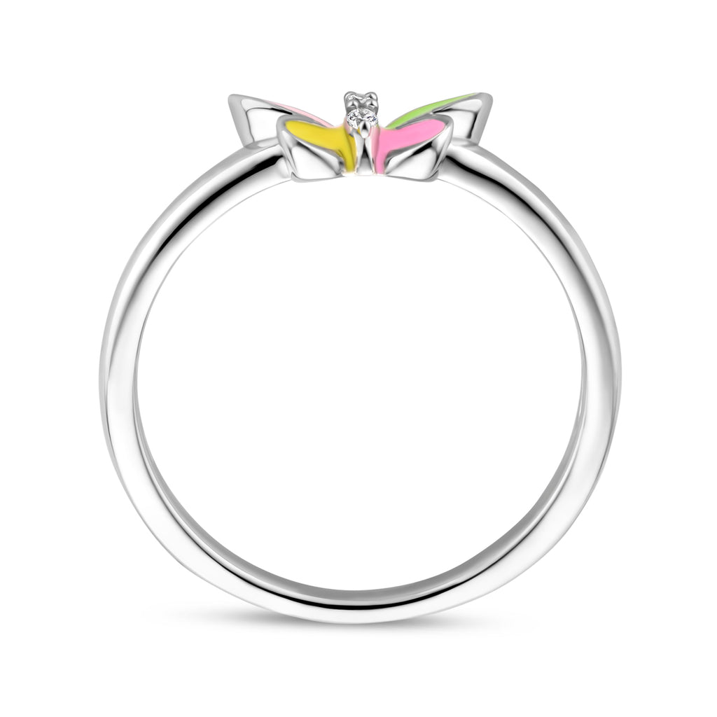Ring vlinder zirkonia zilver gerhodineerd