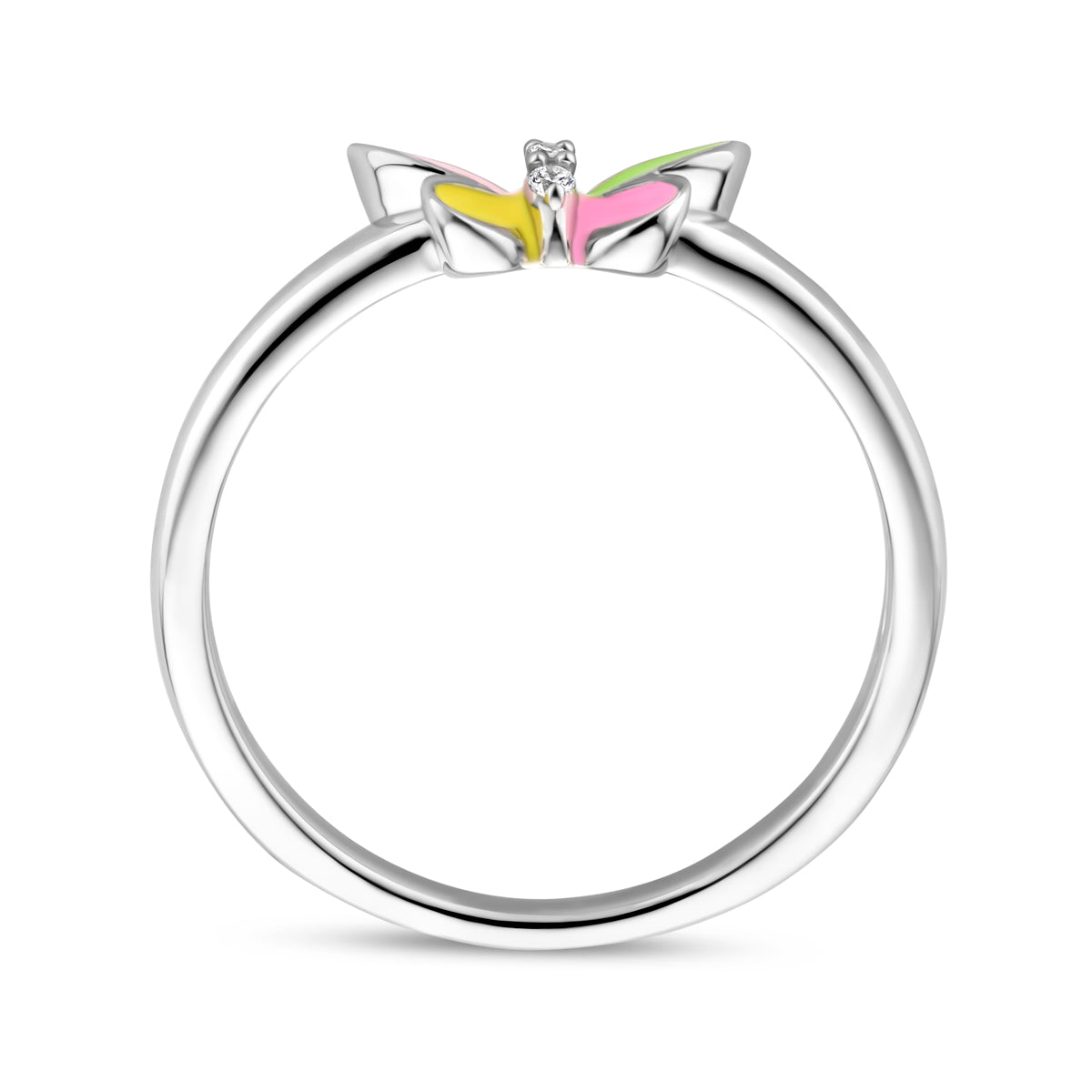Ring vlinder zirkonia zilver gerhodineerd