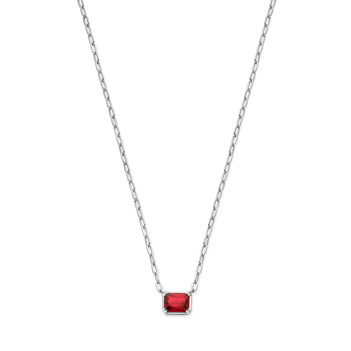 Collier rood zirkonia 40 + 4 cm zilver gerhodineerd